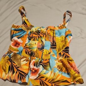 Yellow Gold Bustier Peplum Tank Top